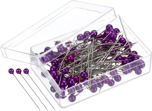 YOKIVE 100Pcs Pearlized Sewing Pins, Ball Head Needle Straight Quilting Pin for Fabric| Great for Dressmaker, Jewelry DIY Decoration, Craft(Purple...