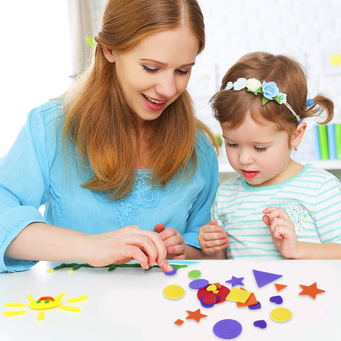Sumind 1500 Pieces Self Adhesive Foam Stickers Mini Geometry Shapes EVA Foam Stickers for Kids DIY Art Craft, Circle, Square, Triangle, Heart, Pen...