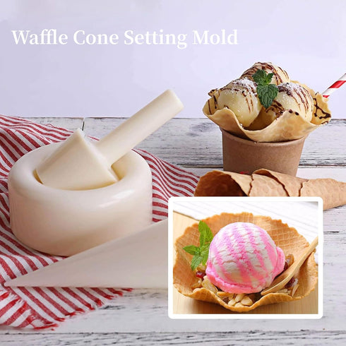 Crispy Waffle Cone Kit, Plastic Ice Cream Maker Cone Roller Forming Tool Cone Roller Egg Roll DIY Mold Waffle Cone Mold Kit for Kitchen...