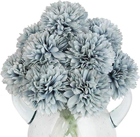10Pcs Artificial Fake Flower Plants Silk Chrysanthemum Ball Hydrangea Arrangements Wedding Bouquets Decor Home Kitchen Garden Party Table Floral C...