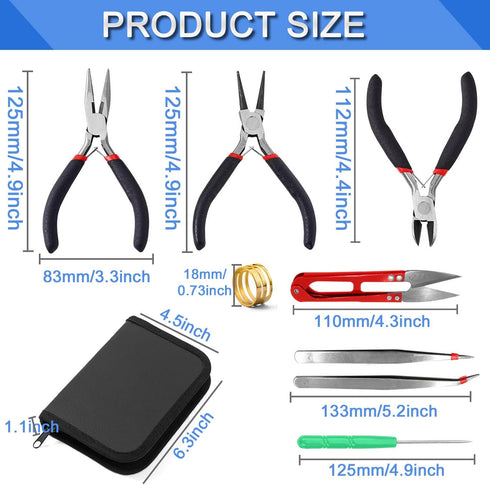 JONMON Jewelry Making Supplies Kit - 8Pcs Beading Tweezers Tool Set with Round Nose/Side Cutting/Needle Nose Pliers for DIY Necklace Bracelet Earr...