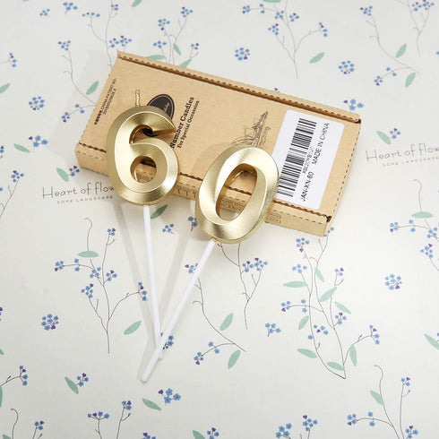 Bailym 60th Birthday Candles,Gold Number 60 Cake Topper for Birthday Decorations Party Decoration...