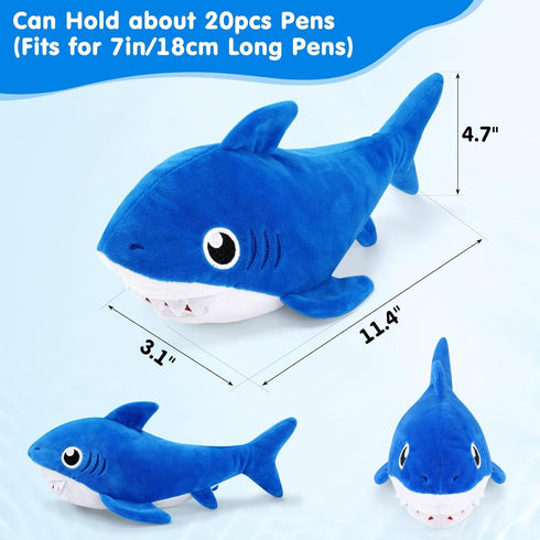 CiyvoLyeen Shark Pencil Case Pen Plush Animal Cute Pencil Bag Blue Pouch with Zipper Stationery Organizer for Student Back to School Supplies Offi...