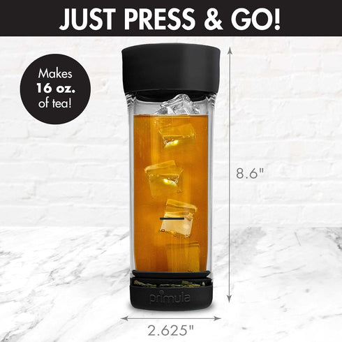 Primula Press and Go Iced Tea Maker, Travel Tumbler, Infuser Bottle, Leak-proof Flip-top Lid with Carry Loop, Dishwasher Safe, Made without BPA, 1...