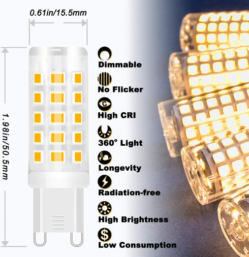 ALIDE G9 Led Bulbs Dimmable 3W Replace 20W 25W 30W Halogen Equivalent,2700K Soft Warm White, AC120V G9 Clear T4 Bi-pin Led Bulbs for Chandelier Pe...