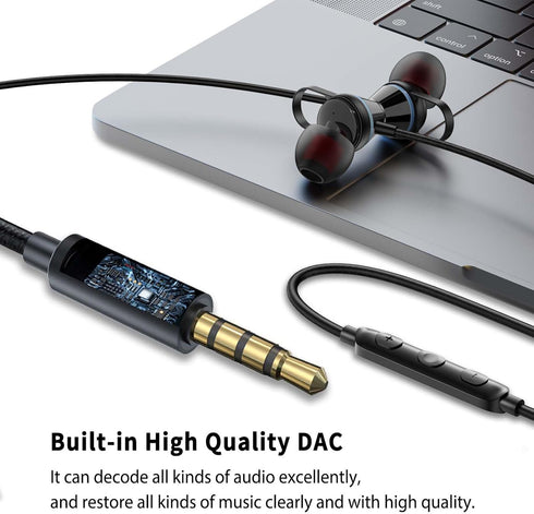 3.5mm Wired Earbuds with Microphone in-Ear Headphones Magnetic Earphones Noise Canceling Audio Corded Headset for Samsung A15 A25 A14 A13 A03s S10...