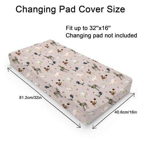 Baby Farm Animals Life Changing Pad Covers for Boy Girl 32''x16'' Farm Cow Pig Lamb Donkey Rooster Fitted Diaper Change Table Pad Sheets Farmhouse...