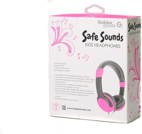 Gabba Goods Kids Safe Sound Adjustable, Foldable 3.5mm Wired Over Ear Headphones with Printed Design...