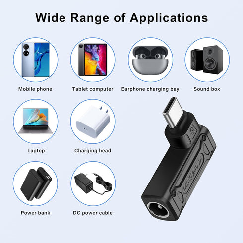 SinLoon PD 140W DC5521 to Type C Power Charging Adapter DC 5.5mm x 2.1mm Female Input to USB C Male Connector with PD Automatic Identification Chi...