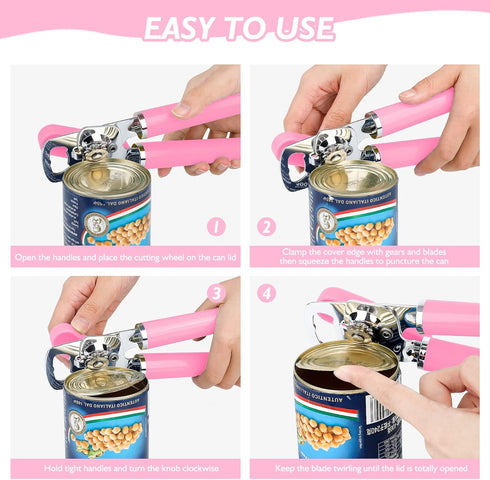 10 Colors Can Opener Manual Handheld Heavy Duty Hand Can Opener Smooth Edge Stainless Steel Can Openers Top Lid Kitchen Gadgets, Best Large Rated ...