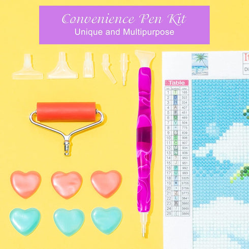 Sonsage Diamond Art Painting Resin Pen Only Purple Curvy 5D Ergonomic Diamonds Art Roller Accessories and Tools Set Dots Round Square Drill Wax Pe...