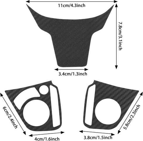 Carbon Fiber Steering Wheel Sticker Trim Compatible with Honda Civic 2016-2022 11th 10th Gen Sedan Hatchback Interior Car Steering Carbon Fiber St...