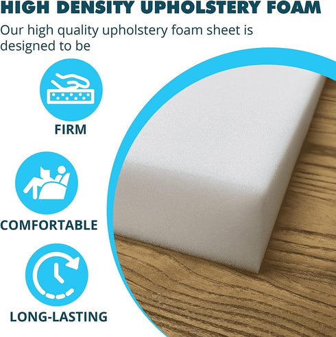 Foamma 1-Pack 2" x 18" x 18" High Density Upholstery Foam - Chair Cushion Square Foam for Dining Chairs, Wheelchair Seat Cushion Replacement...
