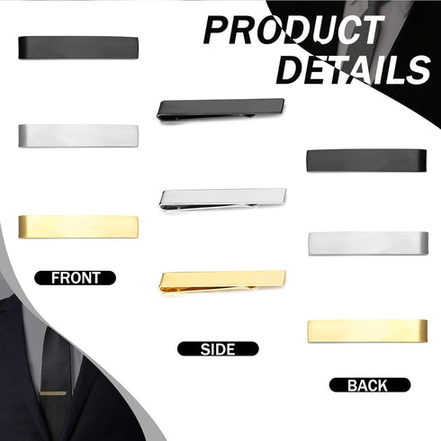 YADOCA 3 Pcs Tie Clips for Men Tie Bar Set Necktie Clips for Wedding Anniversary Business Black Silver-Tone Gold-Tone...