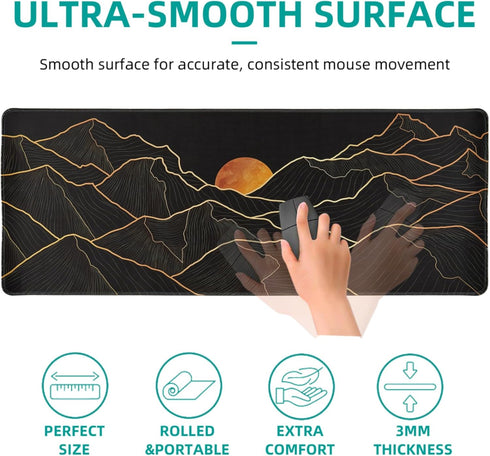 Large Gaming Mouse Pad for Desk, Desk Mat with Seamed Edges, Waterproof Desk Pad, Non-Slip Rubber Base, 31.5x11.8 Inch Keyboard Pad Computer Mat, ...