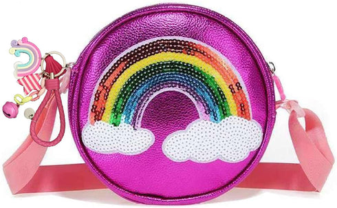 Rainbow Purse for Little Girls - Cute Rainbow Purse Toddler, Princess Crossbody Bag with Rainbow Keychain for Kid Girls...