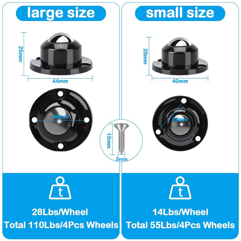 8Pcs Mini Caster Wheels, Self Adhesive Caster Wheels, 360 Swivel Universal Wheel, Low Profile Countertop Appliance Rollers for Kitchen Appliances,...