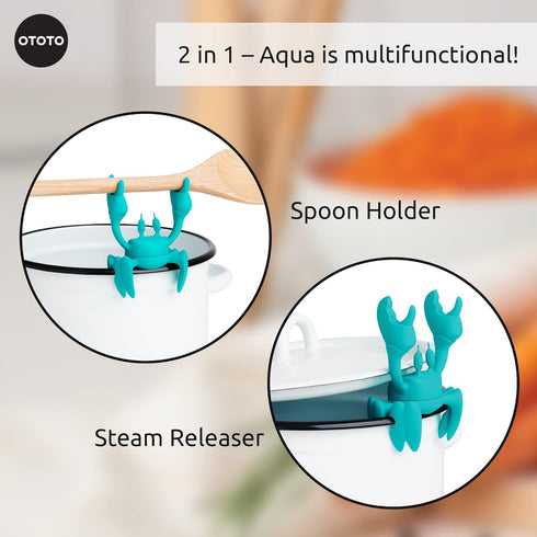 OTOTO Aqua the Crab Silicone Utensil Rest - Kitchen Gifts, Silicone Spoon Rest for Stove Top - Heat-Resistant Kitchen and Grill Utensil Holder - N...