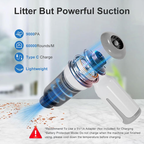 Mini Cordless Car Vacuum, Wireless Handheld Car Vacuum Cleaner 9KPa High Power Suction, Portable 3 in 1 Little Vacuum &Air Blower & Pump,USB-C Cha...