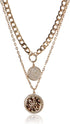 GUESS Gold-Tone Double Layer Coin Pendant Chain Necklace Set...