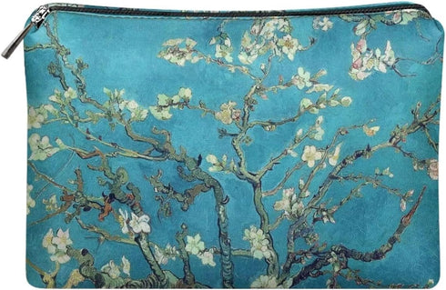 Plum Blossom Makeup Bag Vintage Cosmetic Bags for Women Pu Leather Makeup Brush Holder Zippered Travel Toiletry Bag Sunscreen Bags for Beach Water...