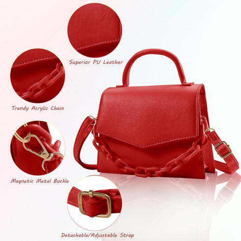 Small Crossbody Bags for Women Girls Trendy Top Handle Satchel Purses with Detachable Acrylic Chain...