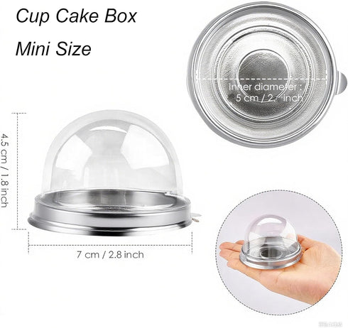 EchoDone 50 Set Clear Plastic Mini Cupcake Boxes Muffin Pod Dome Muffin Single Container Box Wedding Birthday Gifts Boxes Supplies (Silver)...