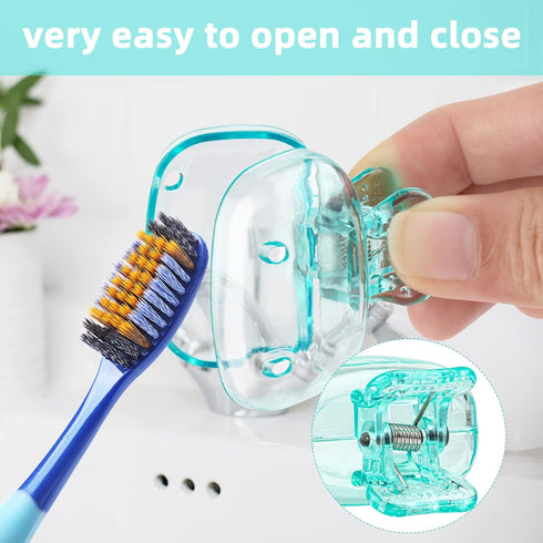 4 Pack Toothbrush Covers Caps, Toothbrush Protector Toothbrush Coverings Clips Portable Plastic Toothbrush Head Case for Travel, Business, Camping...