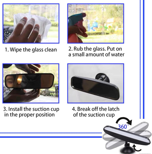 1 PC Rear View Mirror with Suction Cup, HD Car Rear View Mirror, ABS Adjustable Anti-glare Rear View Mirror for Most Cars SUVs Trucks Interior Mir...