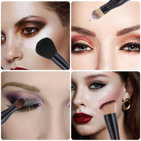 4 in-1 Makeup Brush Set, Foundation Brush Blush Brush Eyeshadow Powder Brush Concealer Brush All-in-One Travel Makeup Brushes Double Ended Makeup ...