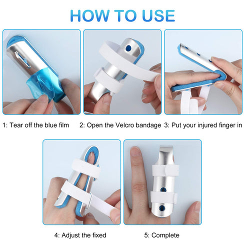 BBTO 10 Pieces Finger Splint Metal Finger Support Knuckle Stabilizer with Soft Foam Interior and Protective Vent, 3 Sizes(Blue,10 Pieces)...