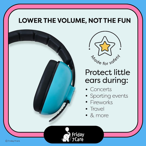 Baby Headphones for Noise Protection - 1 Count Blue Over-Ear - Adjustable Headband & Padded Earcups - Infant Noise Blocking Earmuffs & Toddler Ear...