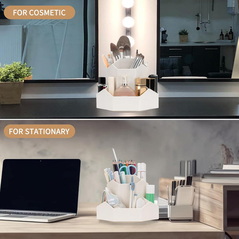 360° Rotating Makeup Brush Holder Organizer, 9 Slots Makeup Brush Organizer, Makeup Organizer for Vanity, Cosmetics, Nail Polish, Art Supply, Bath...