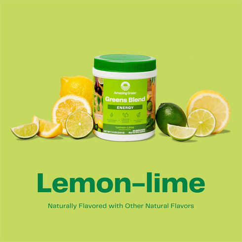 Amazing Grass Greens Blend Energy: Smoothie Mix, Super Greens Powder & Plant Based Caffeine with Matcha Green Tea & Beet Root Powder, Lemon Lime, ...