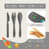 Teivio Plastic Wheat Straw Portable Travel Utensils Set for Kids, Reusable Flatware-Fork Spoon Knife for School Camping with Cute Rockets Pattern ...