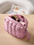 Quilted Makeup Bag Cosmetic Bag, Travel Toiletry Bag for Women, Cute Makeup Bag Organizer Baby Pink Makeup Pouch (M, Pink)...