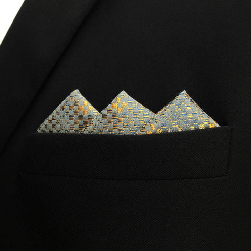SHLAX&WING Silk Pocket Square for Men Bronze 12.6 inches Large Wedding Party...