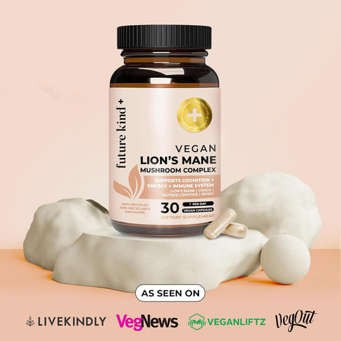 Future Kind Vegan Lion's Mane Mushroom Complex Brain Supplement - (30ct) Lions Mane Supplement Capsules with Chaga, Maitake, Shiitake and Reishi -...