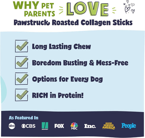 Pawstruck All Natural 11-12" Roasted Collagen Sticks for Dogs - Low Odor & Long Lasting Alternative to Bully Sticks and Rawhide Chews - Single Ing...