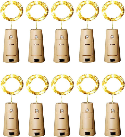 Aluan Wine Bottle Lights with Cork, 12 LED 10 Pack Fairy / String Lights Waterproof Battery Operated for Jar Party Wedding Christmas Festival Bar ...