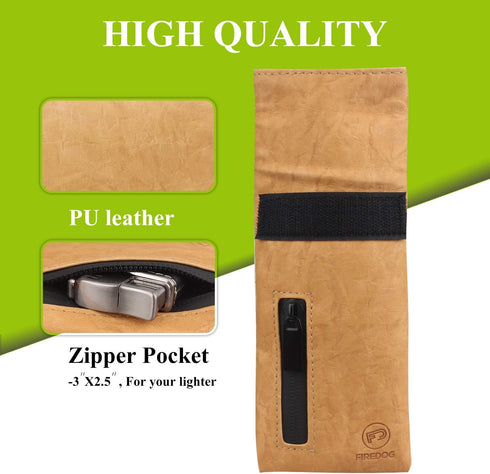 FIREDOG Smell Proof Bags, PU Leather Odor Proof Pouch for Dog Tested 3"x6" Small Travel Storage Pocket (Brown)...
