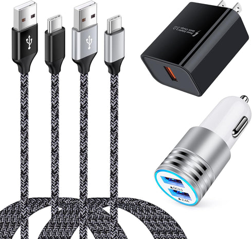USB C Type Charging Cable C Wall Plug Car Charger Fast Charge for Google Pixel 8 7 6 Pro 6a/Samsung Galaxy A05S/A14/A53/A03S/A13/S22 Ultra/S21 Plu...