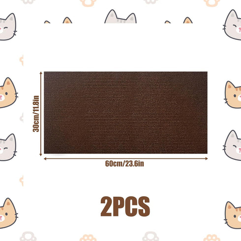 2Pcs Cat Scratch Mats 23.6”x11.8”, 24" Tall Couch Corner Scratching Post Carpet Replaceable Self-Adhesive Cat Scratching Post Carpet Cat Tree Shel...