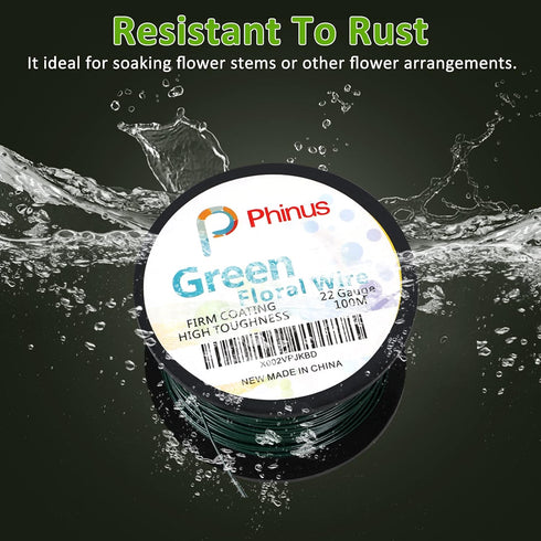 Floral Wire, 110 Yards 22 Gauge Green Florist Wires, Flexible Green Wire Paddle Wires for Crafts, Christmas Wreaths Tree, Garland and Floral Flowe...