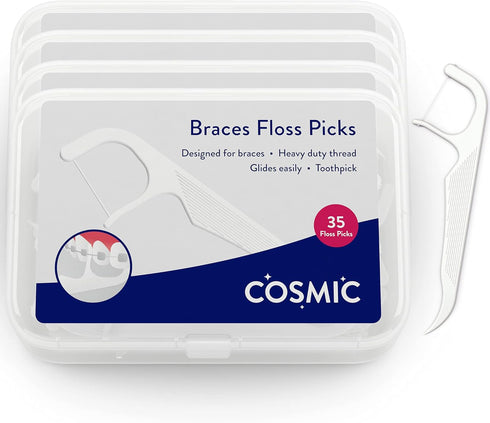 Orthodontic Flossers for Braces | Floss Picks with Shred-Resistant Unwaxed Dental Floss in Dental Hygiene Kit for Kids and Adults (Set of 4 x 35 p...