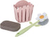 Vigar Florganic 3-Piece Sink Caddy Set, Eco-Friendly Daisy-Shaped Dish Brush, Sponge and Fence-Shaped Holder with Suction Cup, Pink...