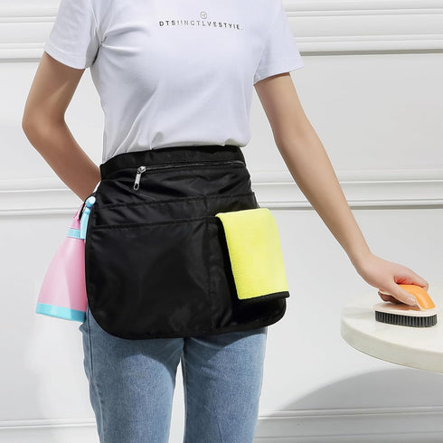 Small Size Cleaning Caddy Apron for Women with 5 Pockets, Professional Waterproof Cleaning Supplies for Housekeepers...