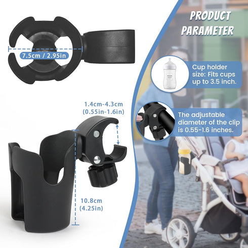 Stroller Cup Holder, Bike Cup Holder,Universal Bottle Holder for Stroller,Wheelchair, Walker, Bike, Scooter, Stroller Accessories for Uppababy, Nu...