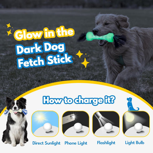 Premium Glow in The Dark Dog Toys, Interactive Tug Toy for Dogs, Dog Teething Toys for Aggressive Chewers Medium/Large Breeds, Fetch Stick Outdoor...
