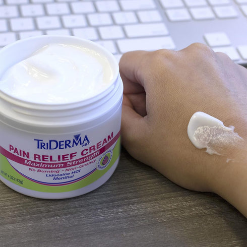TriDerma Pain Relief Cream Maximum Strength, FSA Eligilbe - Heel, Foot Pain, Back, Neck Pain, Arthritis, Muscle Recovery, Nerve Pain Relief - Lido...